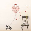 Love You Heart, Flower Bicycle and Cat Wall Decal